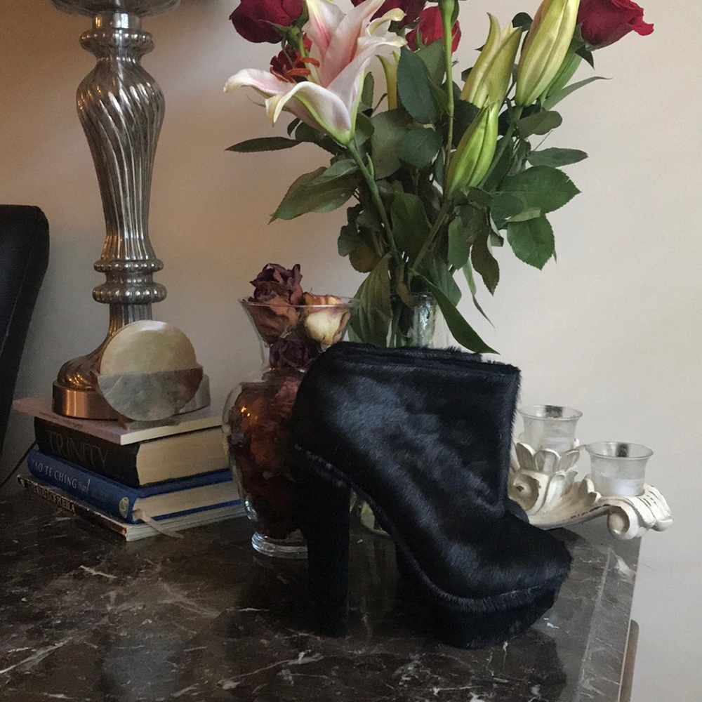 Senso Black Ponyhair Platform Booties